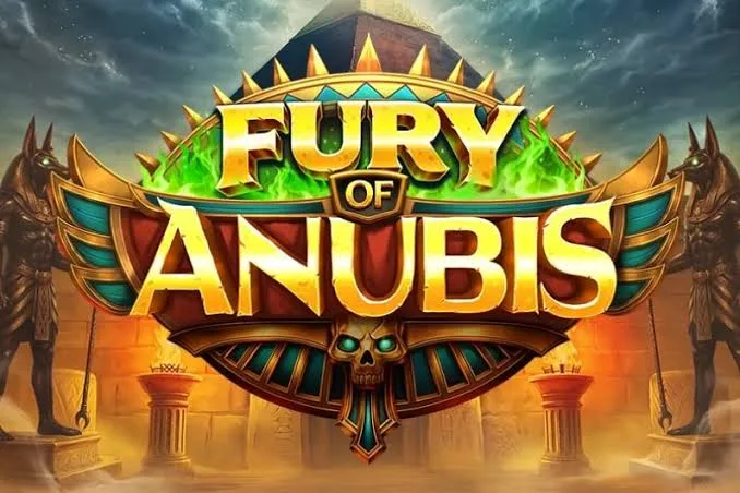 Logo de Fury of Anubis entre des statues d’Anubis